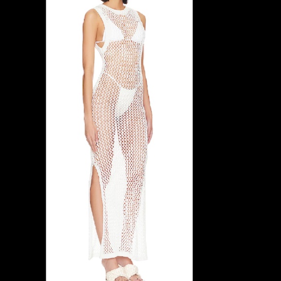 Beach Riot White Mesh Coverup with High Slits - Picture 3 of 8